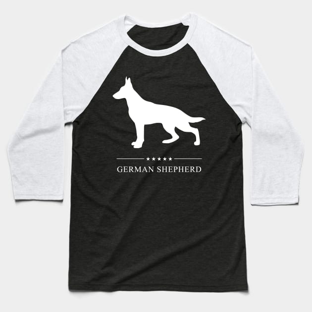 German Shepherd Dog White Silhouette Baseball T-Shirt by millersye